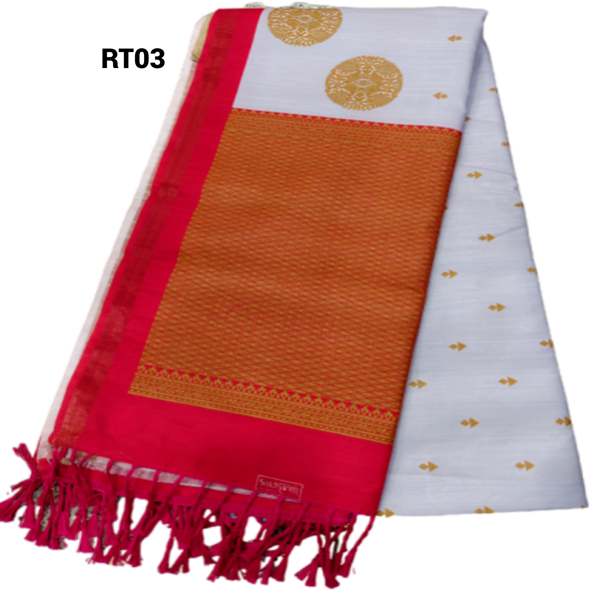 Elegant Cotton Saree with Golden Zari Work and Contrast Pallu