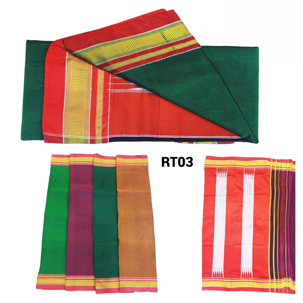 Chikki Paras Traditional South Indian Cotton Saree with Rich Contrast Border