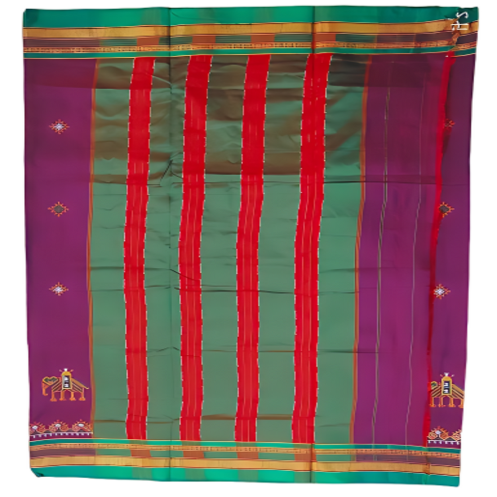 Kasuti Work ilkal Sarees with Running blouse piece for Womens
