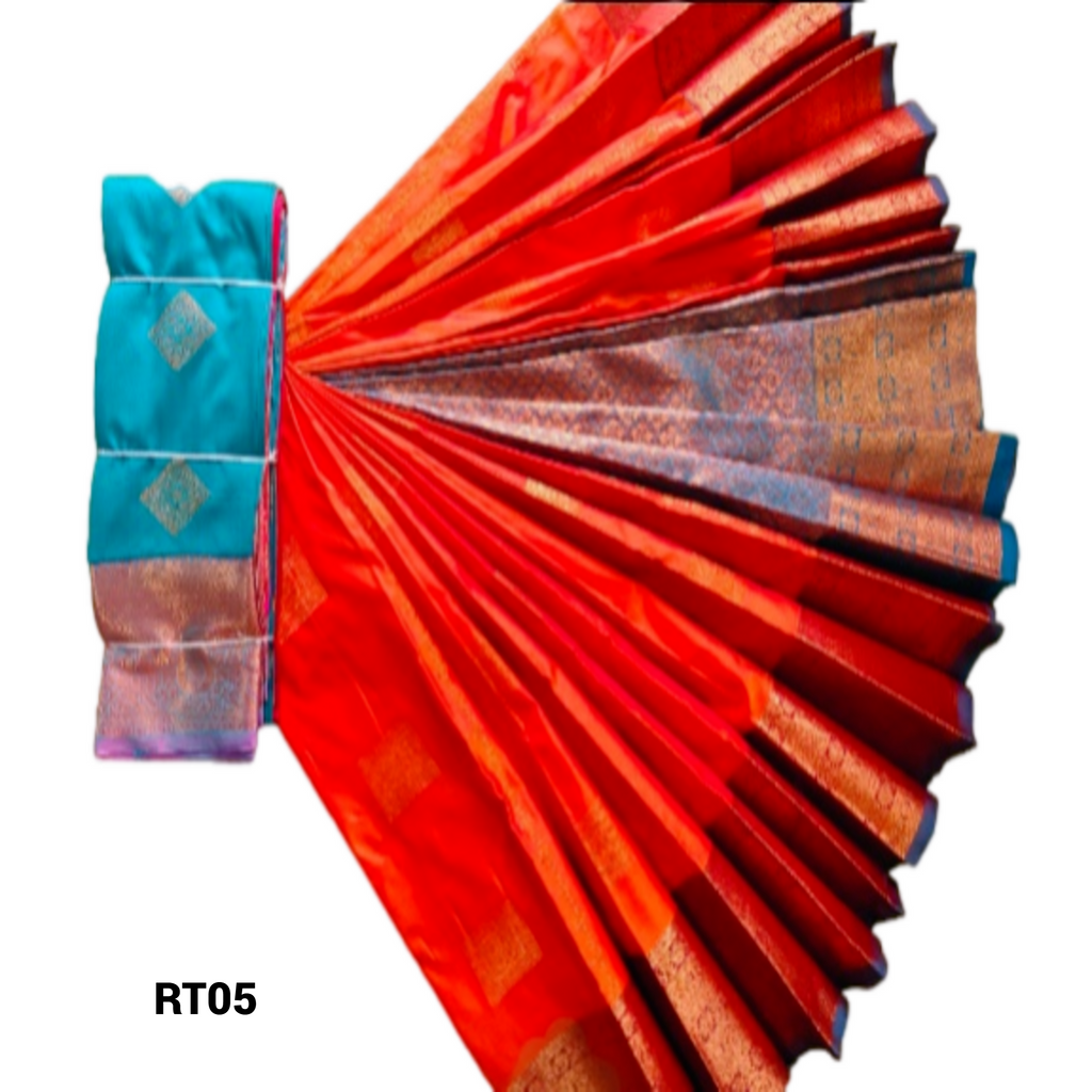 Elegant Soft Silk Saree with Rich Golden Zari Border & Pallu with Blouse