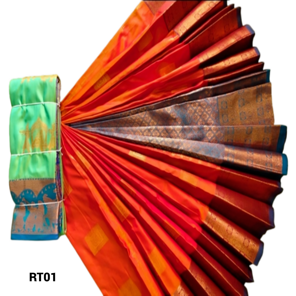 Elegant Soft Silk Saree with Rich Golden Zari Border & Pallu with Blouse