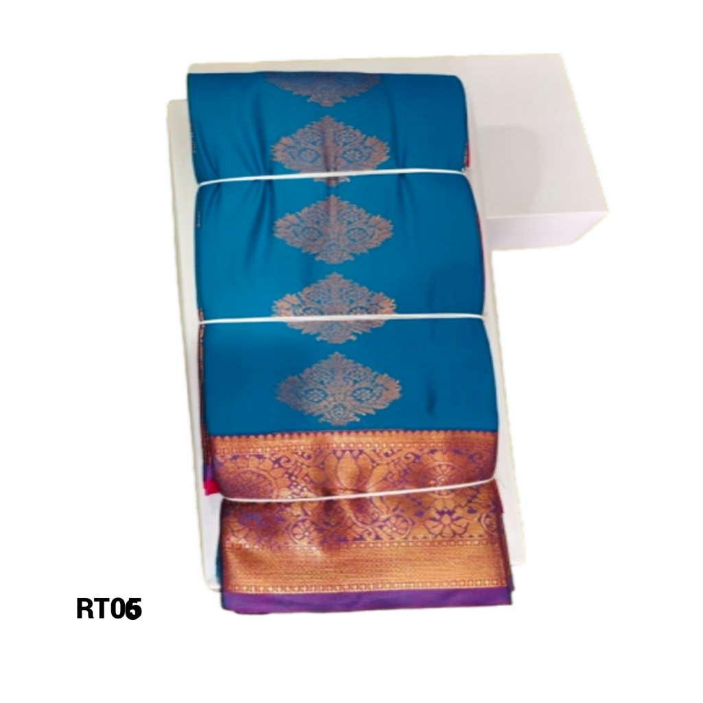 Elegant Soft Silk Saree with Rich Golden Zari Border & Pallu with Blouse