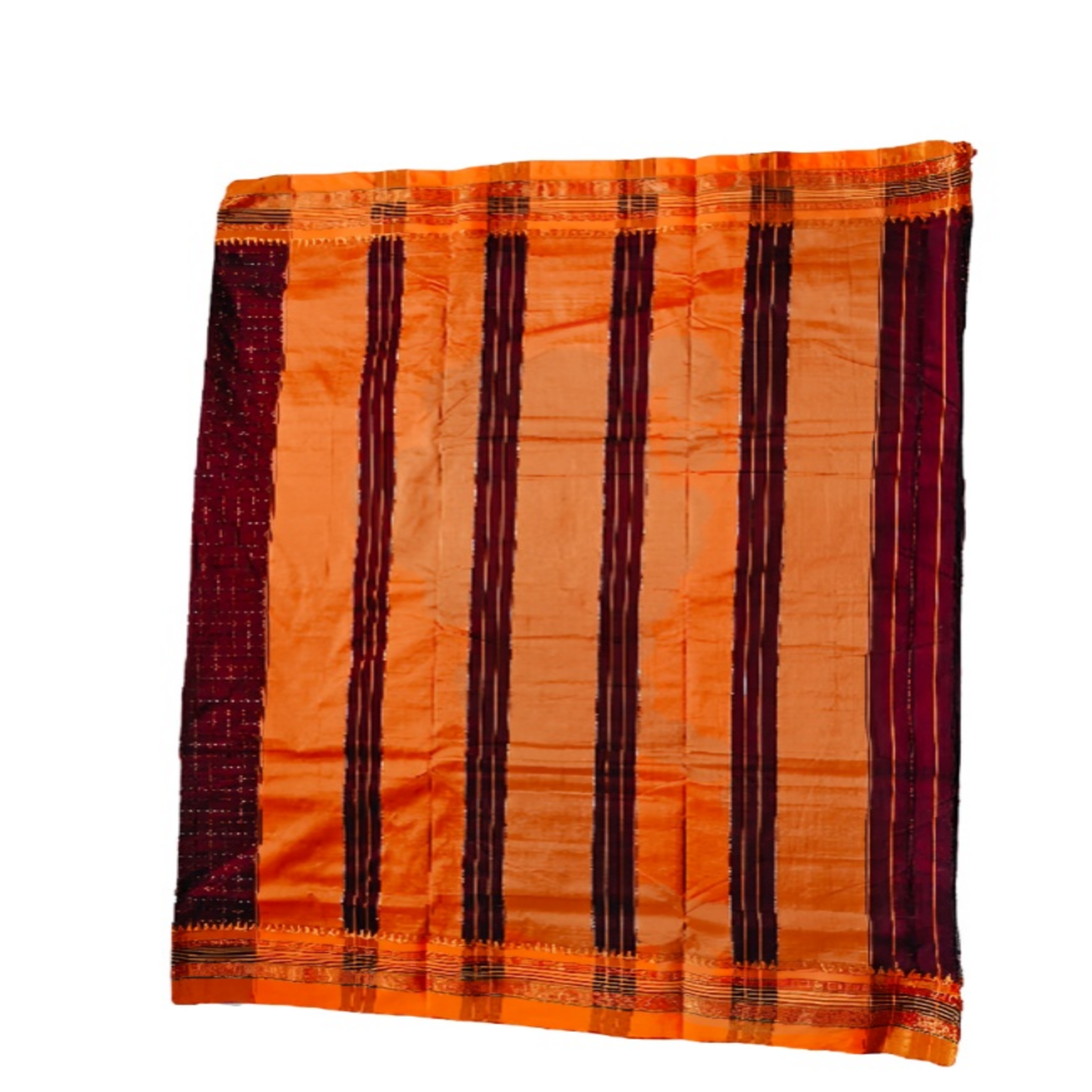 Ilakal Traditional Woven Jari Border Cotton Blended Star Pattern Stripe Pallu