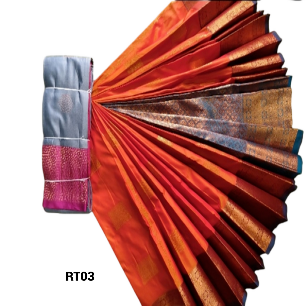 Elegant Soft Silk Saree with Rich Golden Zari Border & Pallu with Blouse