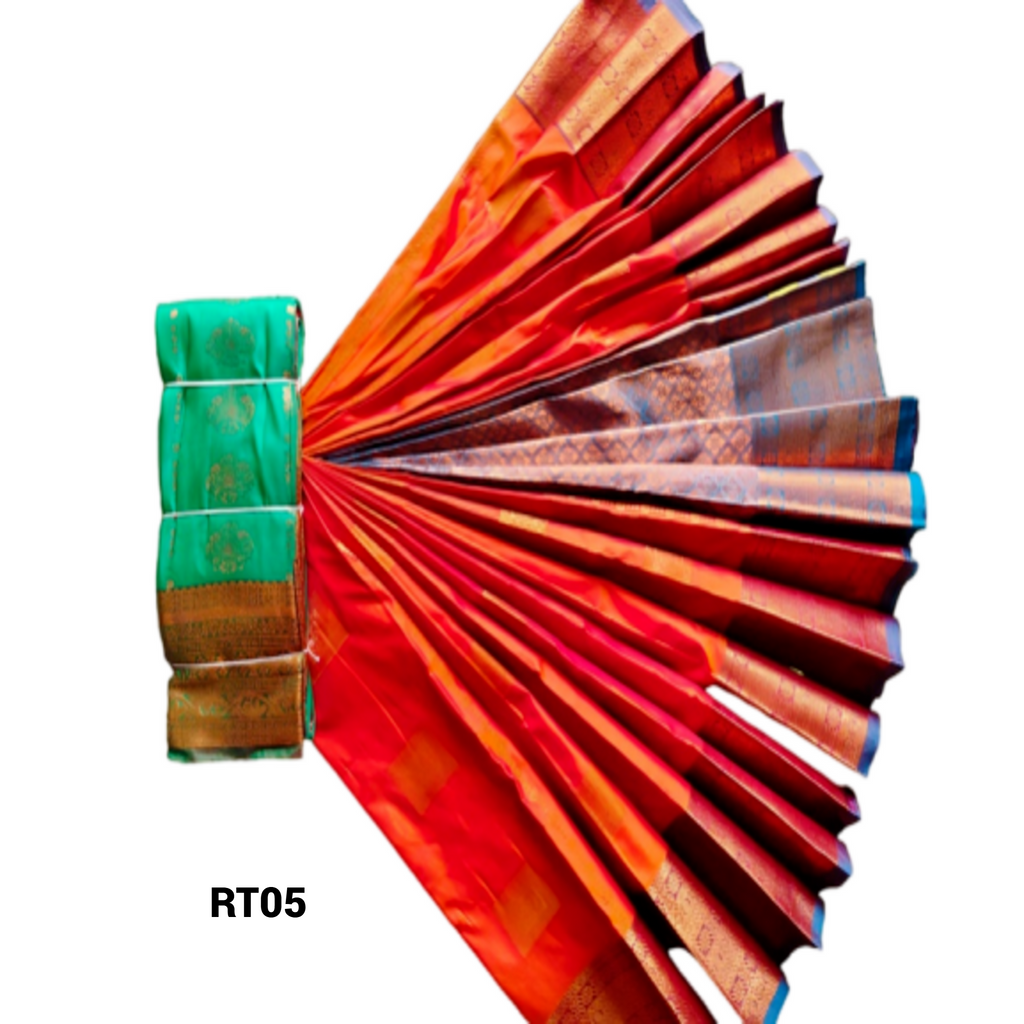 Elegant Soft Silk Saree with Rich Golden Zari Border & Pallu with Blouse