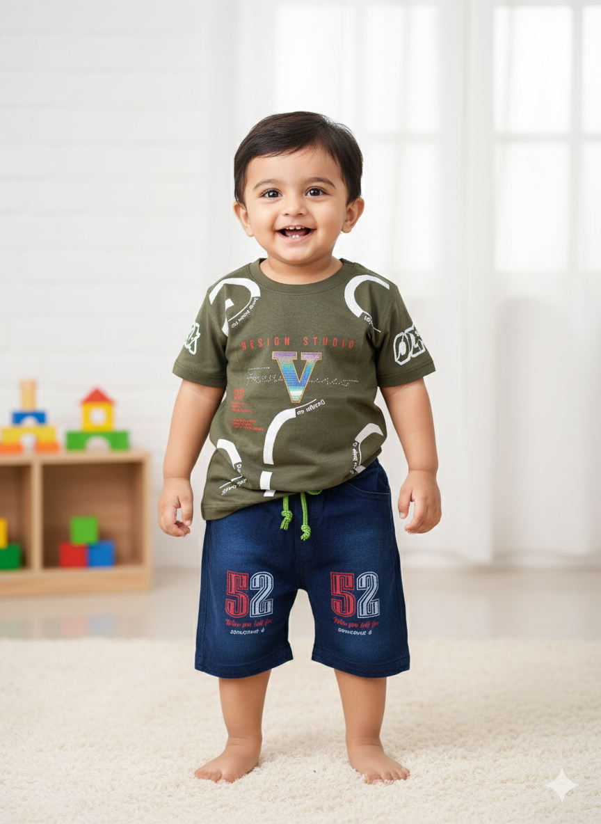 Boys Casual Printed Shirt &  Shorts Set