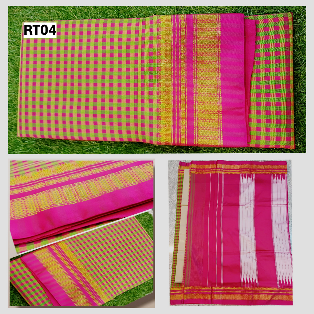 Checked Saree with Rich Zari Border