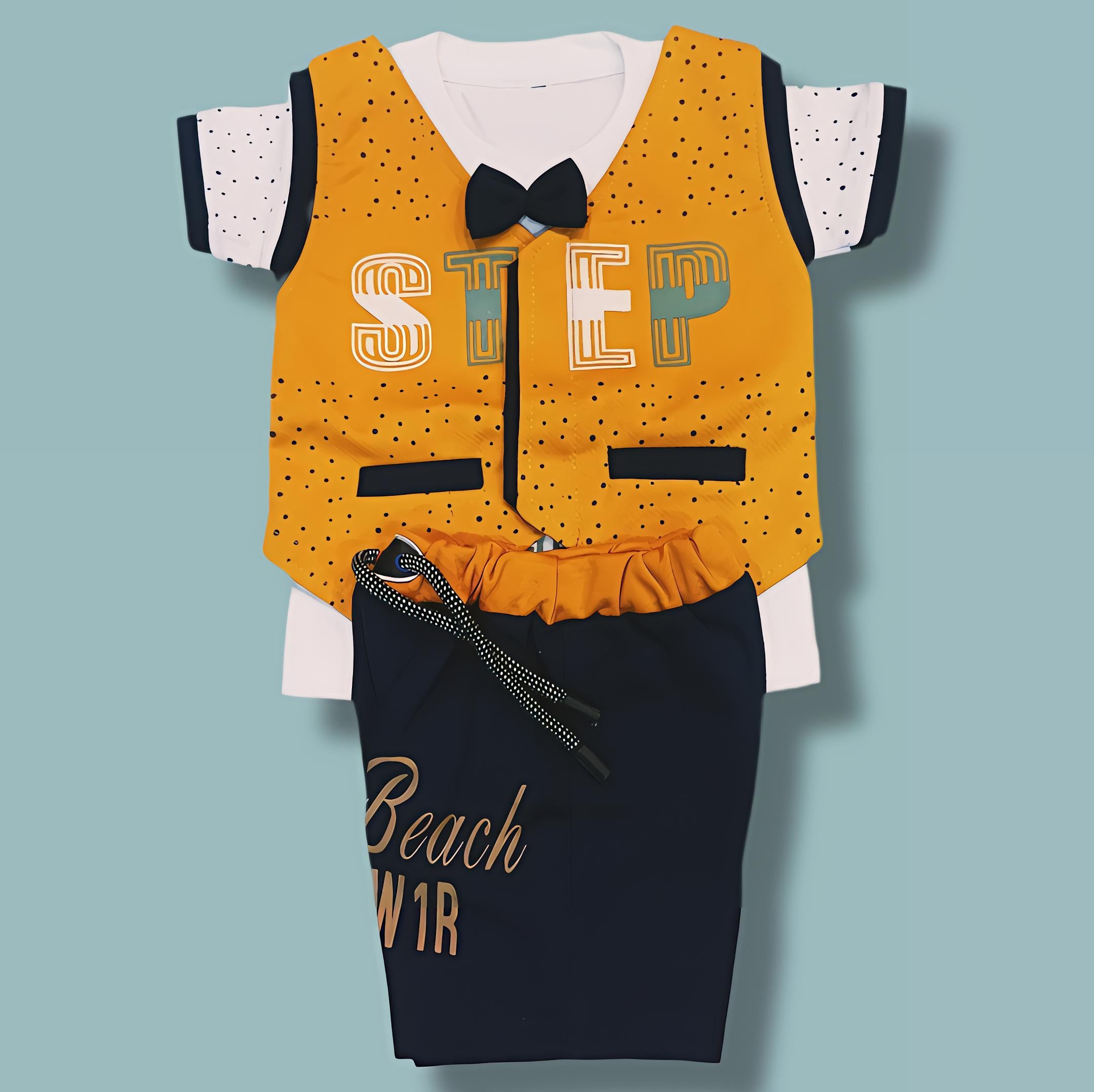 Trendy Kids Casual Outfit – Printed T-Shirt & Denim Shorts Set