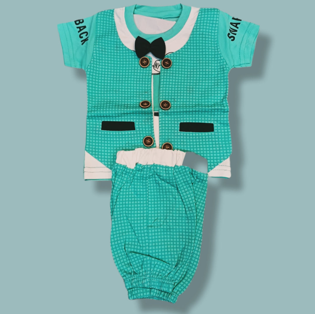 Trendy Kids Party Wear Set – Printed T-Shirt, Waistcoat & Pants Outfit