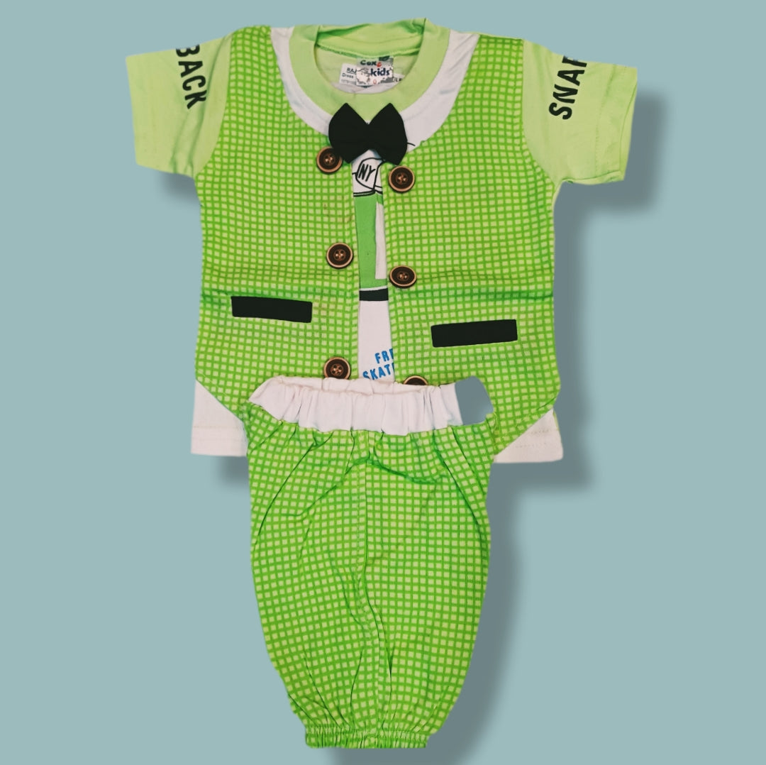 Trendy Kids Party Wear Set – Printed T-Shirt, Waistcoat & Pants Outfit