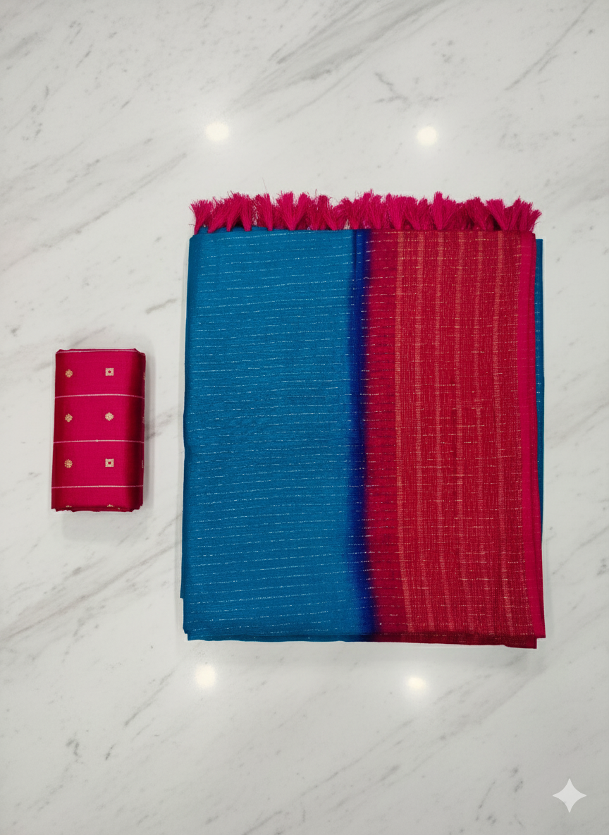 Elegant Lightweight Multi Colour Contrast Saree ✨