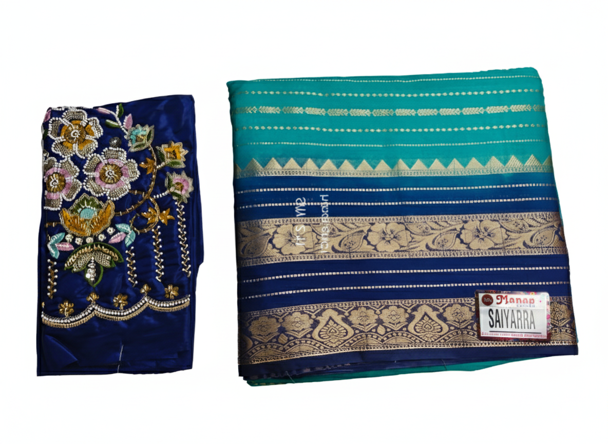 Bracelet Zari woven Saree, Embroidery Working Blouse