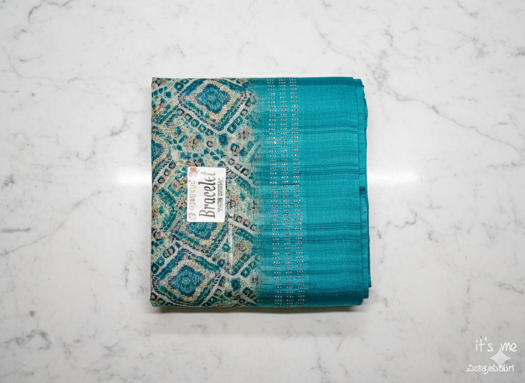 Elegant Green Printed Cotton Saree with Leaf Motif Design
