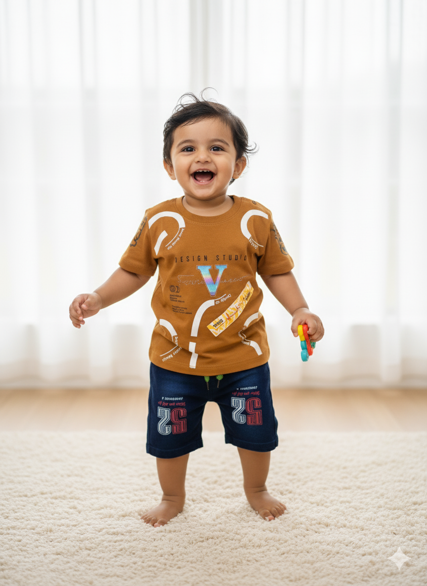 Boys Casual Printed Shirt &  Shorts Set