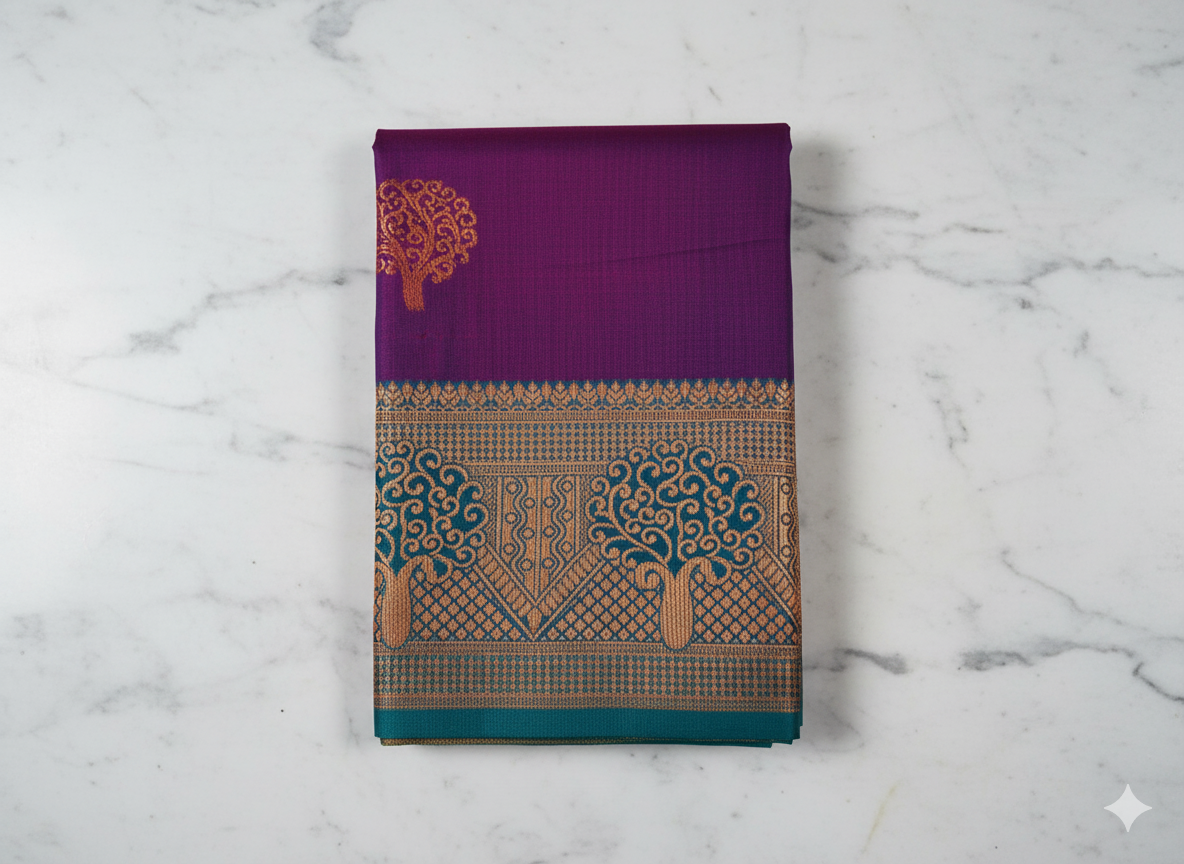 MYSORE  Silk Saree with Tree Motif Design
