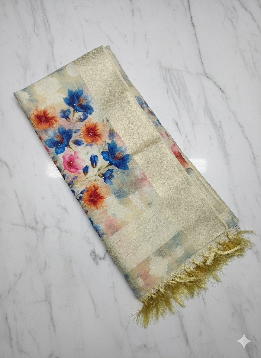 Georgette/Satin Blend Cotton Saree