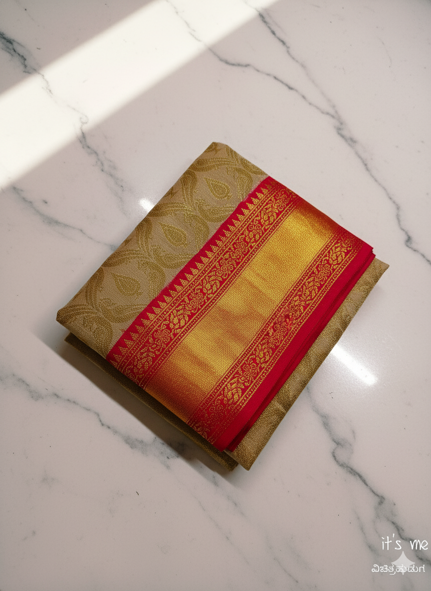 PURE PATTU (Tissue) Silk Saree with Golden Zari Border