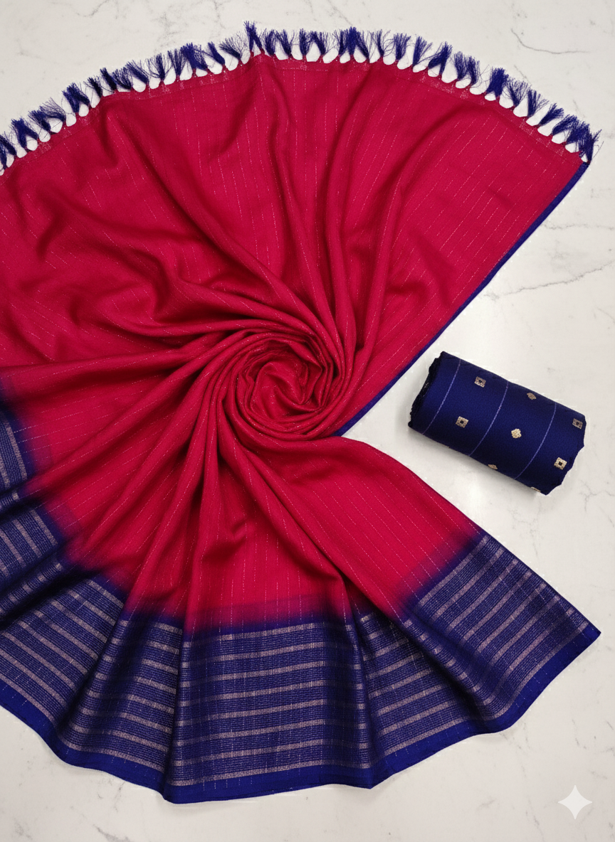Elegant Lightweight Multi Colour Contrast Saree ✨