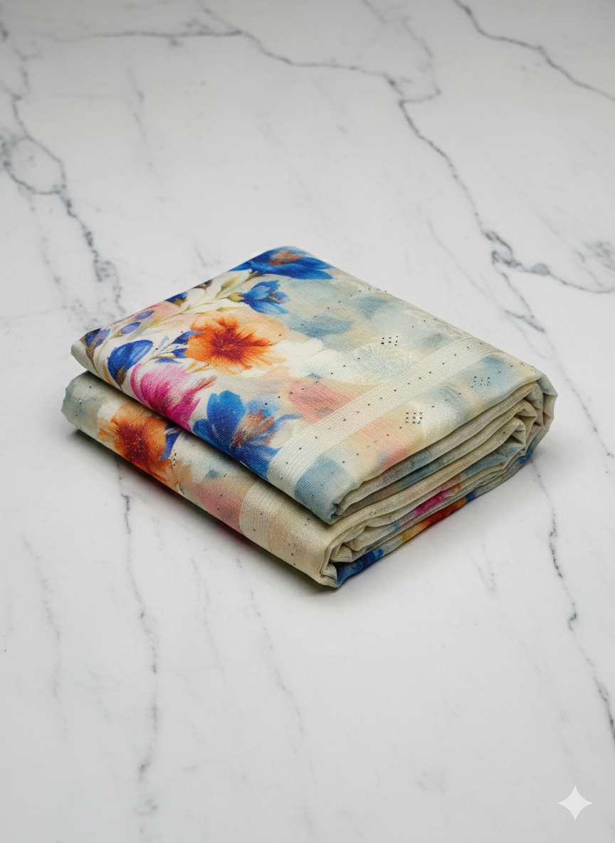 Georgette/Satin Blend Cotton Saree