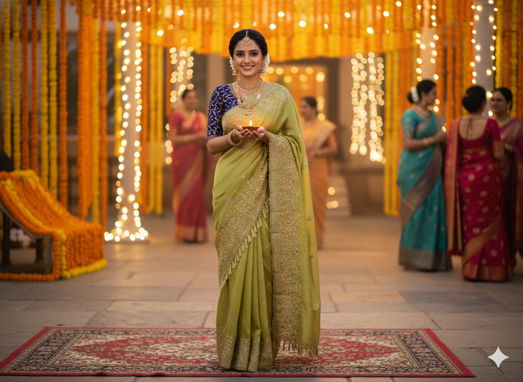 Designer Embroidered Saree Set