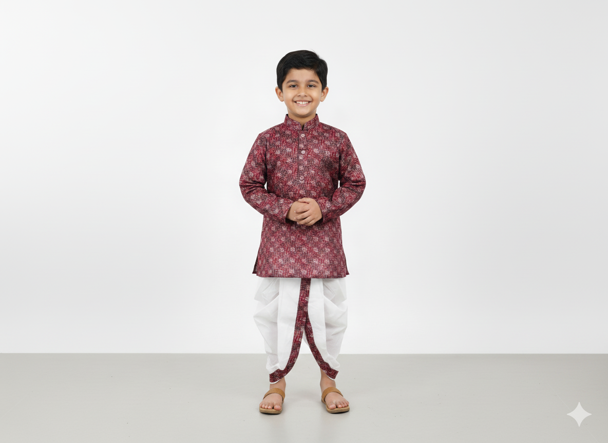Boys Printed Kurta with Dhoti Set