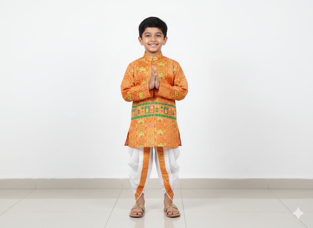 Boys Ethnic Kurta with Dhoti Set