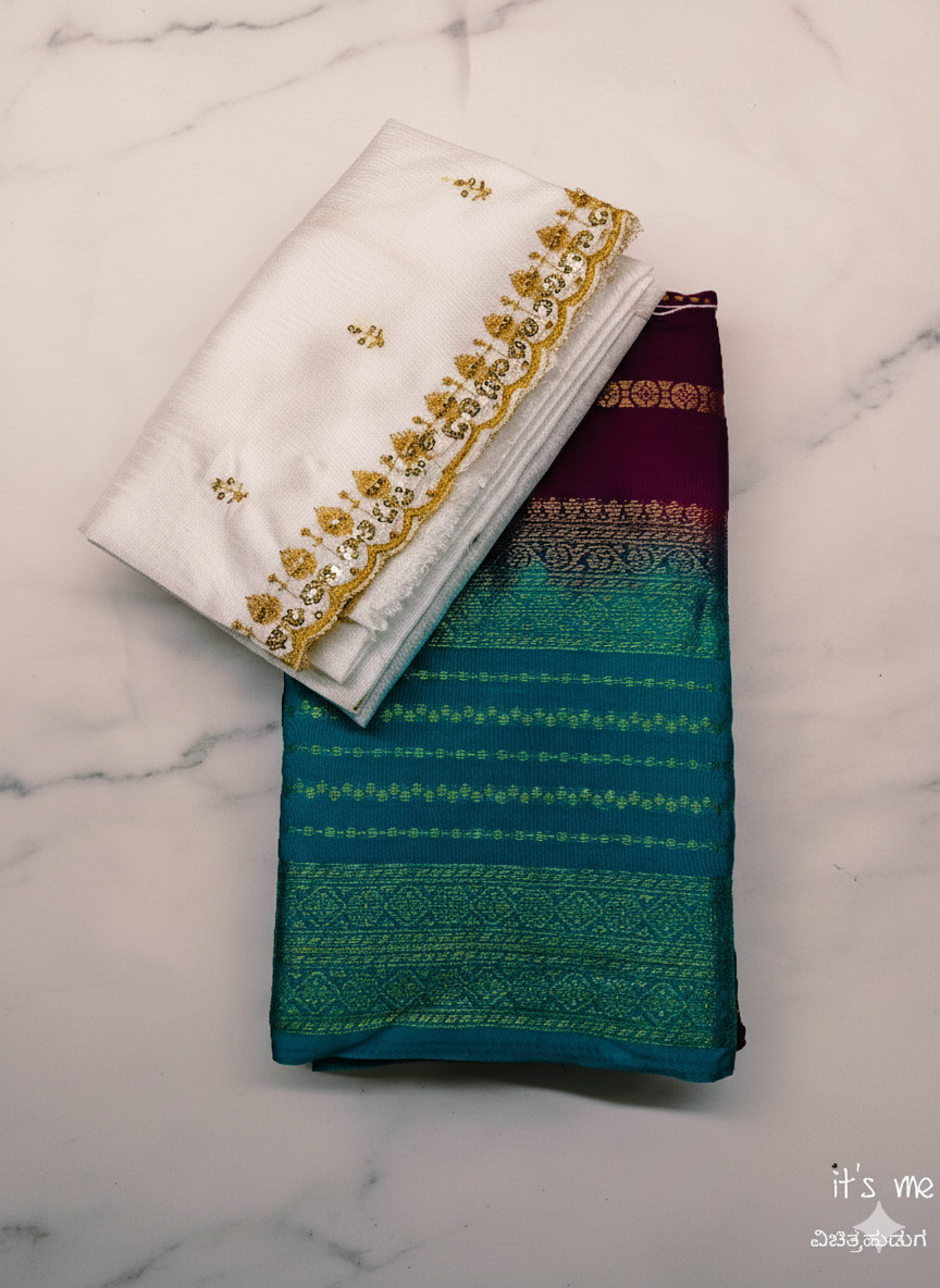 Elegant Dual-Tone Cotton Silk Saree Collection (2 Blouse Piece)