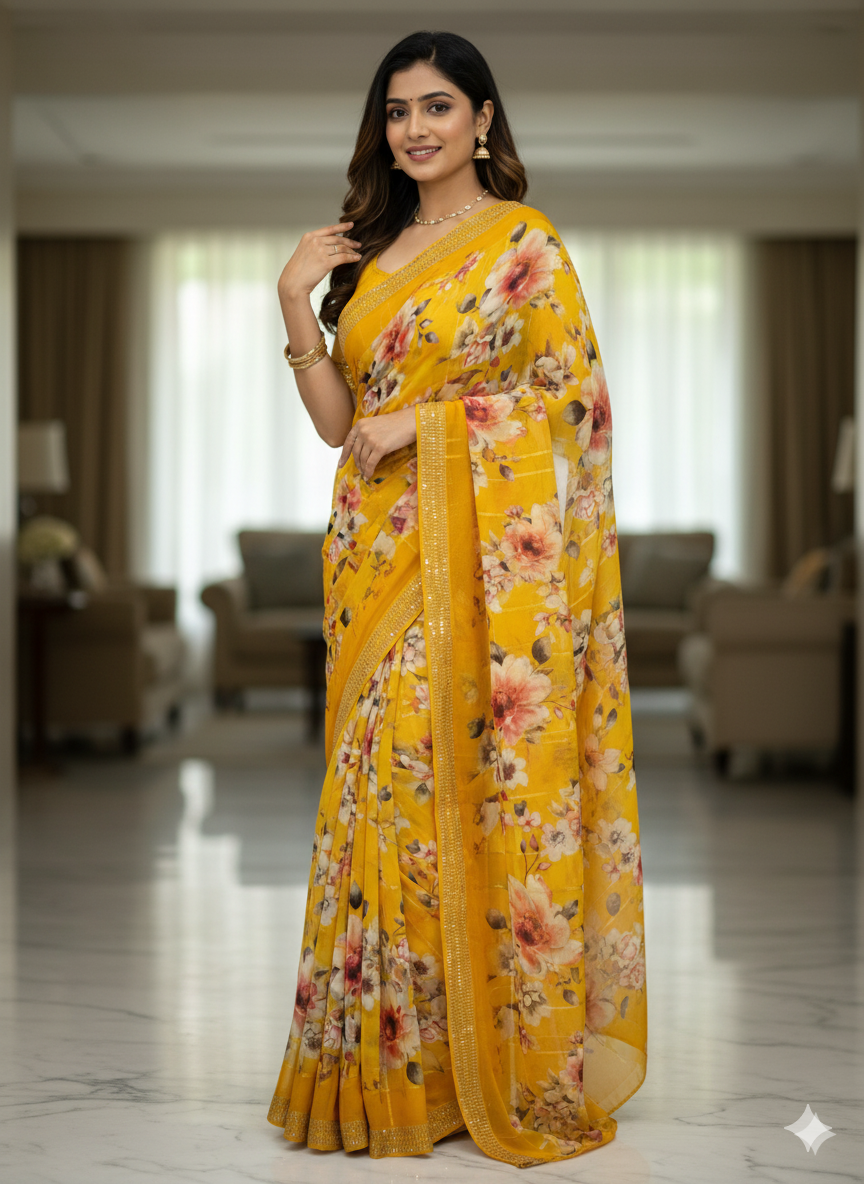 Bracelet Printed Saree (with Extra Border)