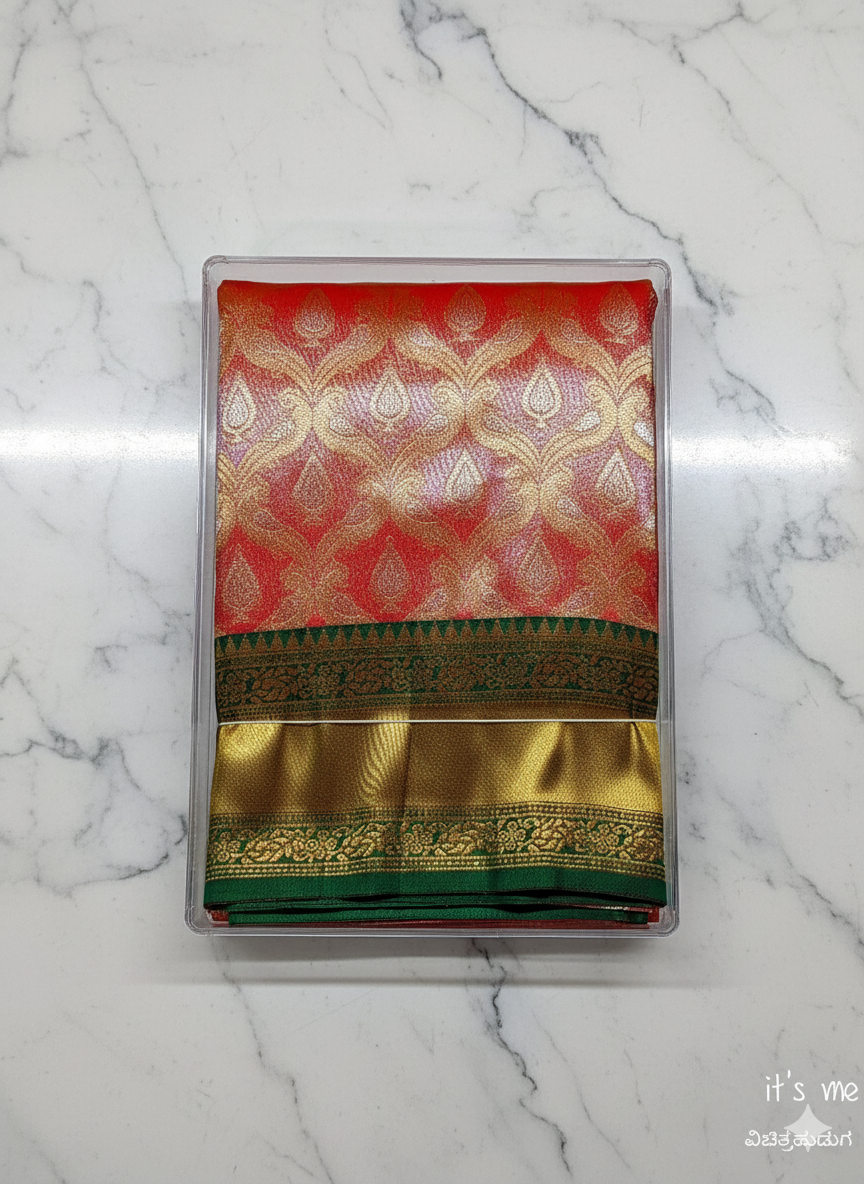 PURE PATTU (Tissue) Silk Saree with Golden Zari Border