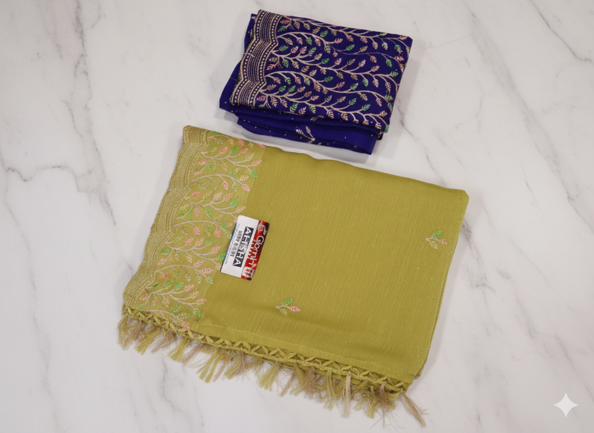 Designer Embroidered Saree Set