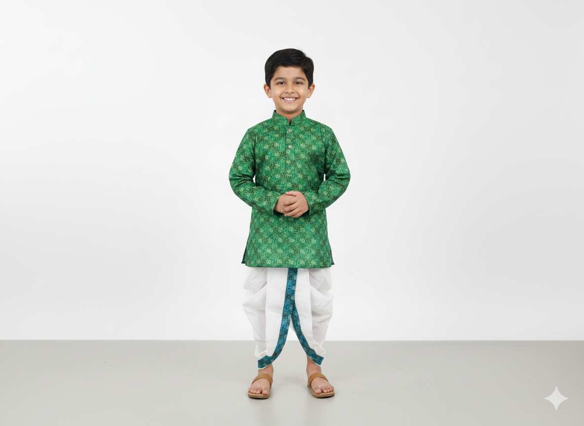 Boys Printed Kurta with Dhoti Set