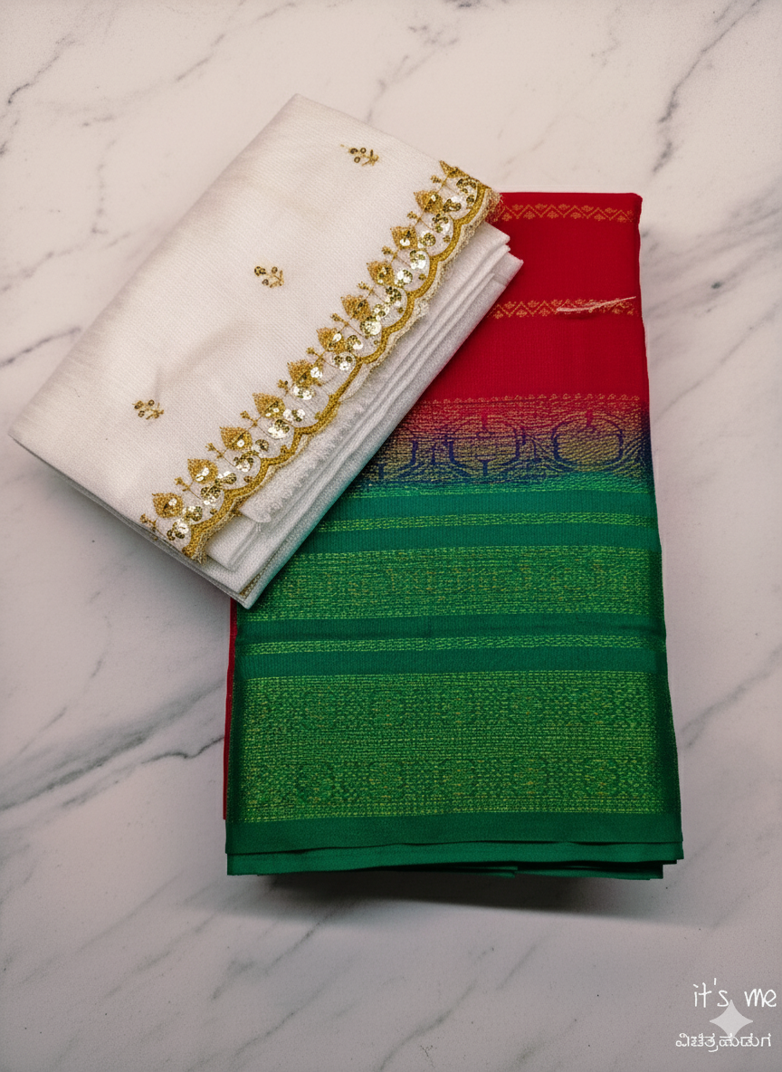 Elegant Dual-Tone Cotton Silk Saree Collection (2 Blouse Piece)