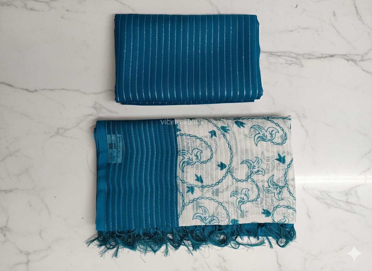 Elegant georgette Floral Weave Saree with Matching Blouse