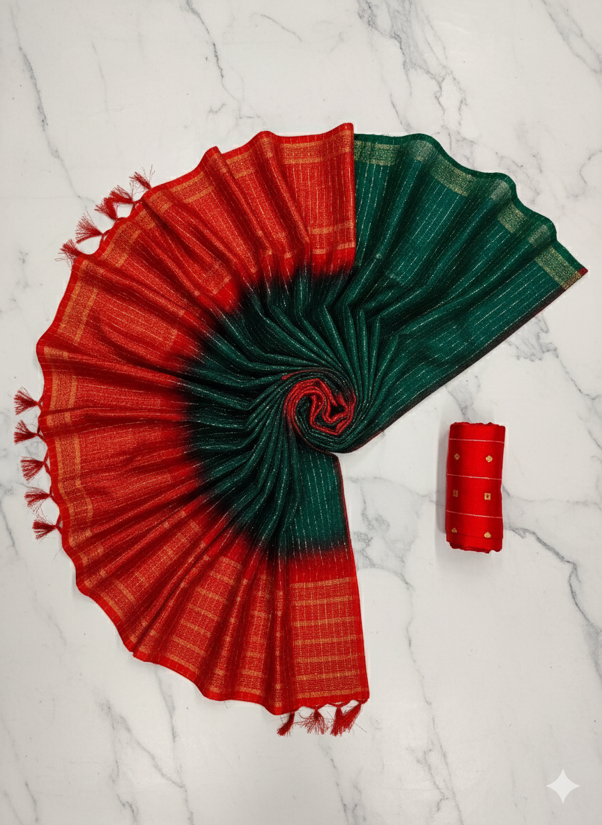 Elegant Lightweight Multi Colour Contrast Saree ✨