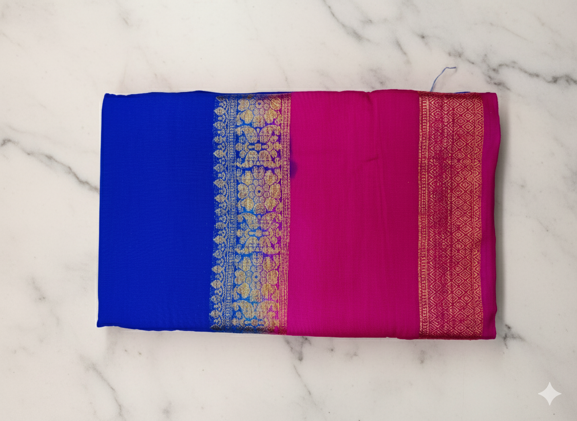 Elegant Dual-Tone Cotton Silk Saree Collection (2 Blouse Piece)