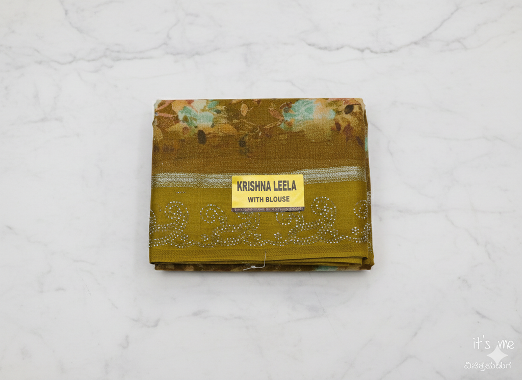 Krishna Leela Purple Floral Printed Saree with Blouse