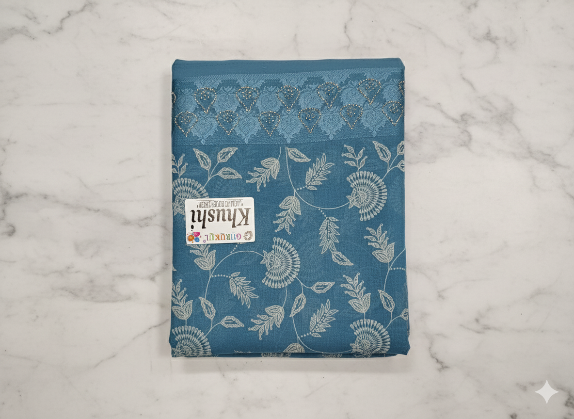 Elegant Green Printed Cotton Saree with Leaf Motif Design