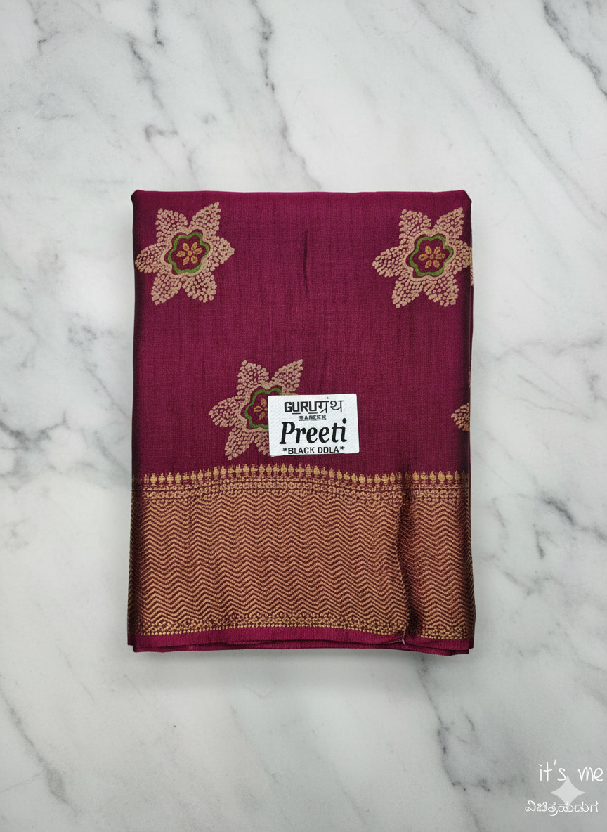 Elegant Cotton Saree with Golden Floral Design