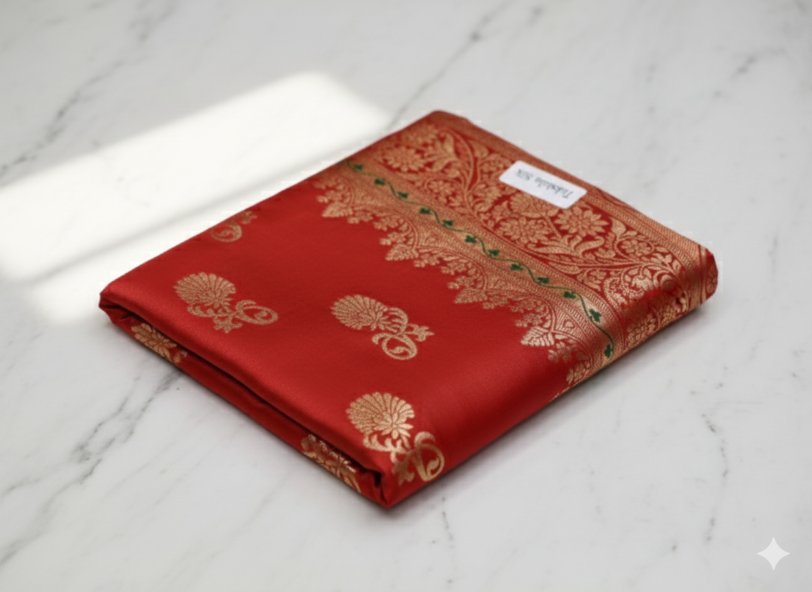 Banarasi Silk Saree with Golden Zari Border