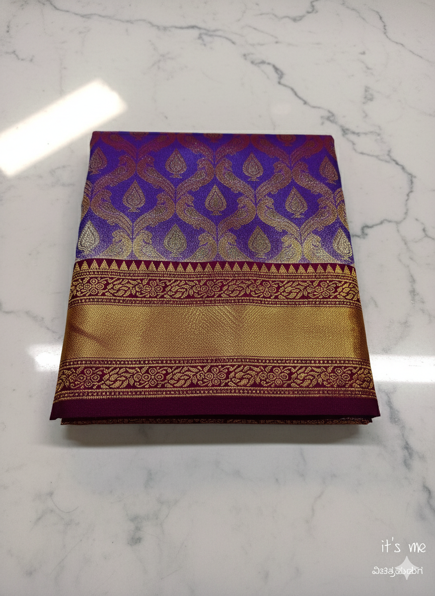 PURE PATTU (Tissue) Silk Saree with Golden Zari Border