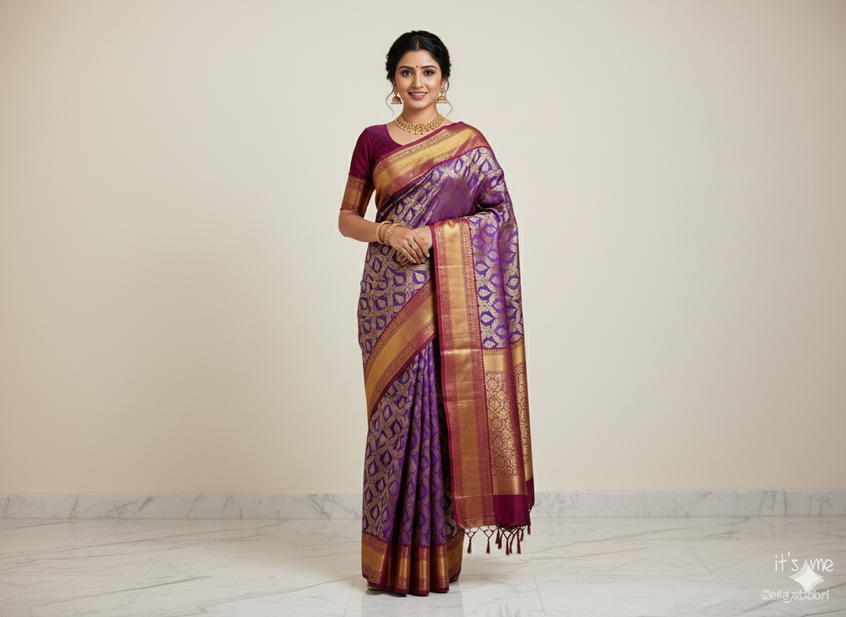 PURE PATTU (Tissue) Silk Saree with Golden Zari Border