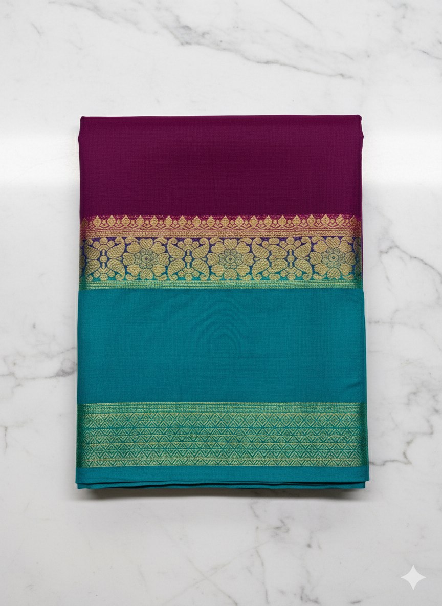 Elegant Dual-Tone Cotton Silk Saree Collection (2 Blouse Piece)