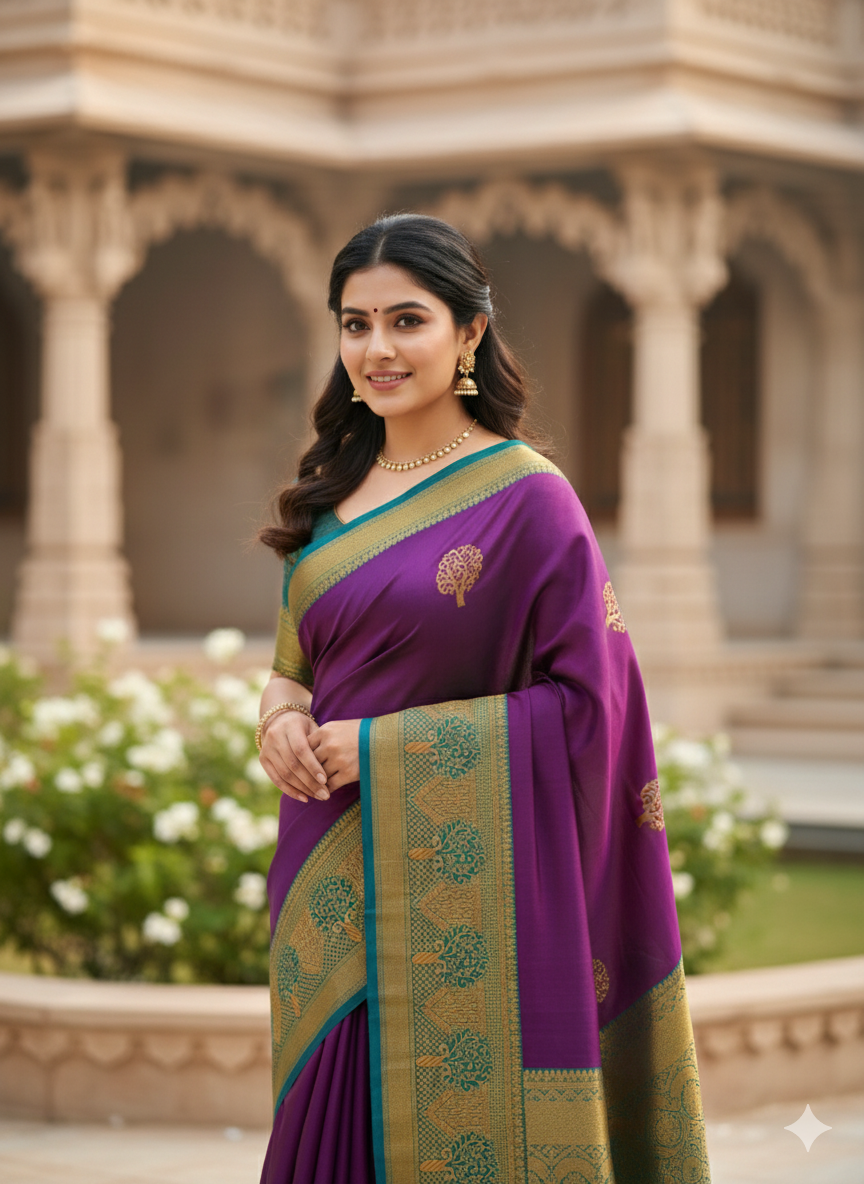 MYSORE  Silk Saree with Tree Motif Design