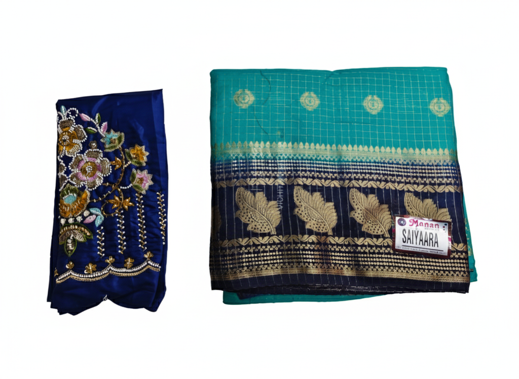 Bracelet Zari woven Saree, Embroidery Working Blouse