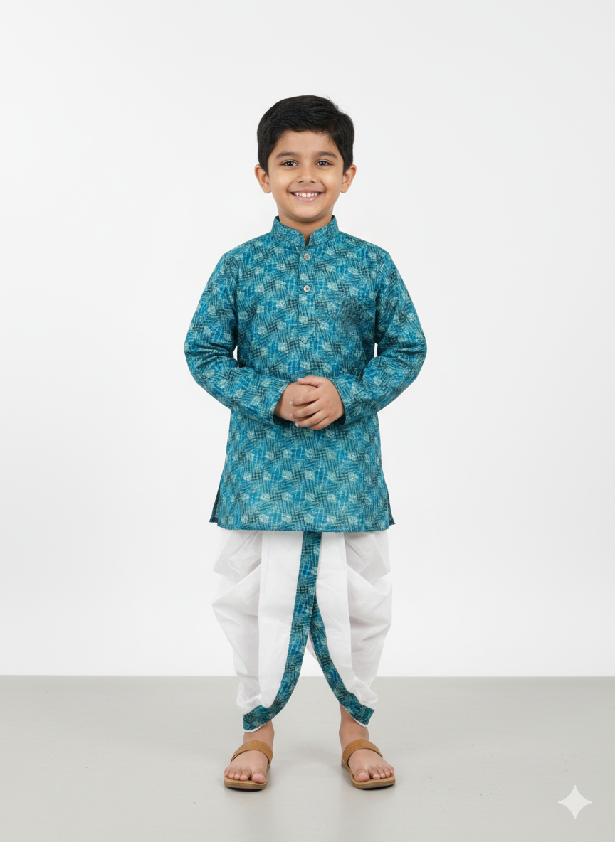 Boys Printed Kurta with Dhoti Set