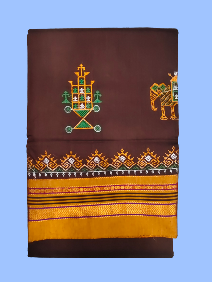 Kasuti Work ilkal Sarees with Running blouse piece for Womens