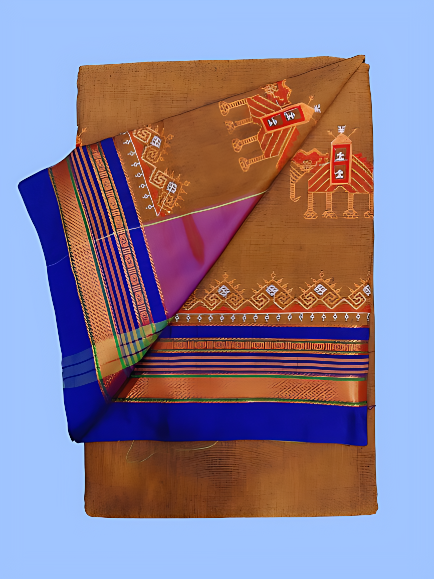 Kasuti Work ilkal Sarees with Running blouse piece for Womens
