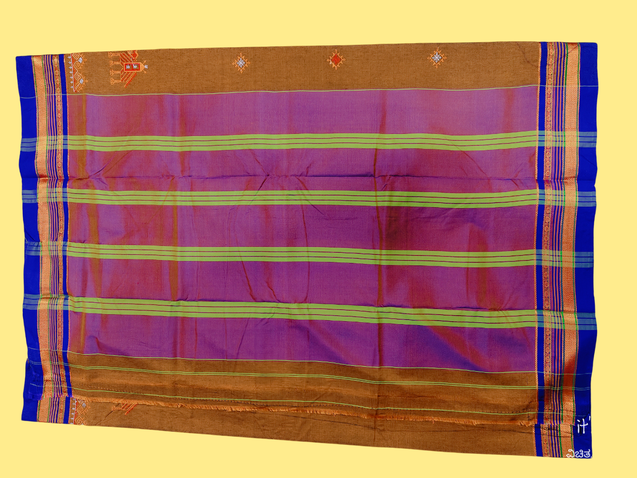 Kasuti Work ilkal Sarees with Running blouse piece for Womens
