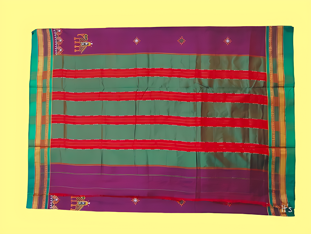 Kasuti Work ilkal Sarees with Running blouse piece for Womens