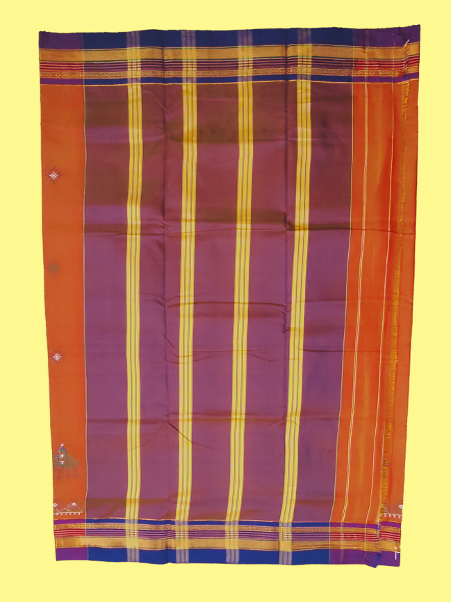 Kasuti Work ilkal Sarees with Running blouse piece for Womens